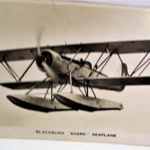 vintage Aviation Post Card Blackburn Shark Hydravion Valentine RPPC Inutilisé