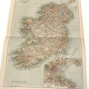 Carte couleur de l'Irlande de 1910 avec encarts Dublin & Environs Encyclopaedia Britannica