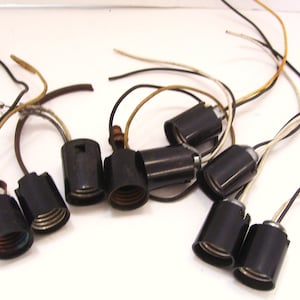 9 Bakelite Sockets Plain  No Switch or Pull Chain Vintage Lamp Lighting Parts Restoration