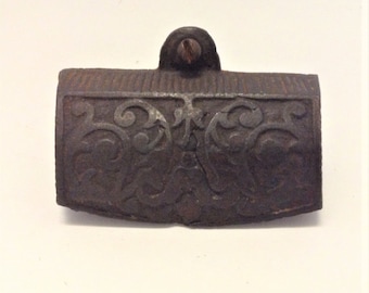 Antique Eastlake Cast Iron Bin Pull Drawer Handle or Match Safe Holder - Salvage Hardware