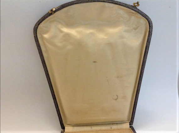 Antique Vanity Manicure Case Victorian Snake Skin with Bakelite Nail Buffer View 3