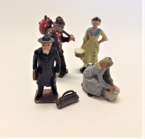 5 Britains Lead Farm Figures Preacher Hobo Milk Maid Dairy Man