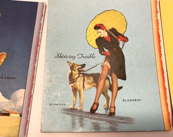 Young Girl With Her Dog/キース カーター/ポスター Little Girl Makes a Bonnet for Her DOG! Vintage Illustration
