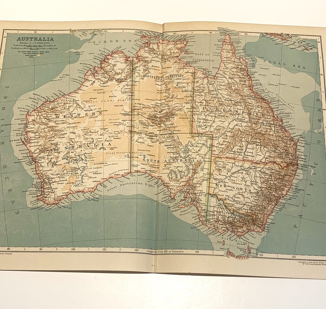 1910 Map of Australia - Encyclopaedia Britannica - With Color Coding ...