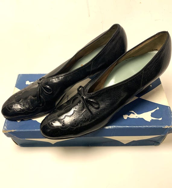 1940s Ladies Shoes Black Size 4A -with 3/8