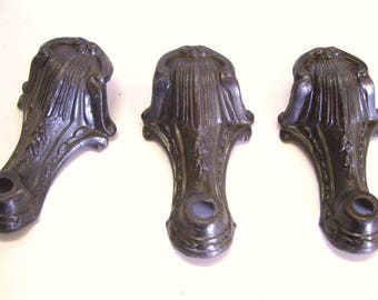 3 Cast Iron Arms for Antique Wall Sconces Ornate Lamp Parts