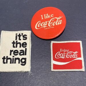 Vintage 1980s Coca-Cola Coke Pinback Badge and Patches - Pre-owned But Unused Condition