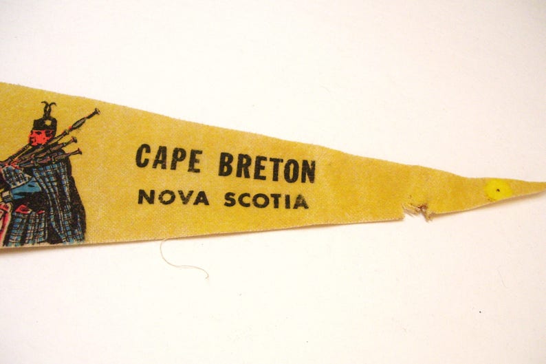 Hopewell Rock Port Aux Basques 1950s Lot of 5 Vintage Felt Pennants Eastern Canada Travel Souvenir Cabot Trail