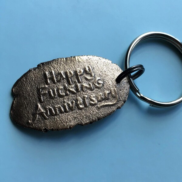 Bronze Anniversary Gift Happy Fucking Anniversary Key Chain  Eight Years, funny gift under 25