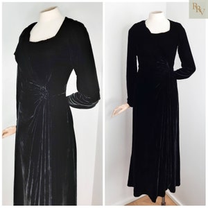 Vintage 30's Black Silk Velvet Dress Sz XS *RARE*