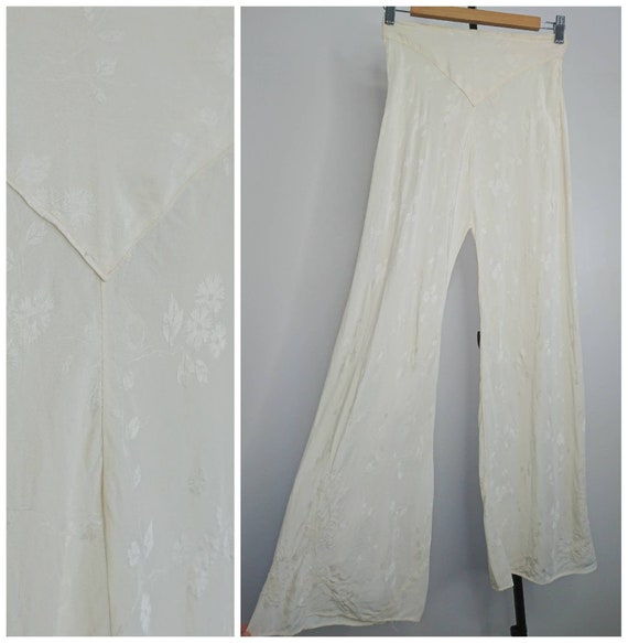 Vintage 30's Silk Lounge Trousers Pyjamas sz XXS