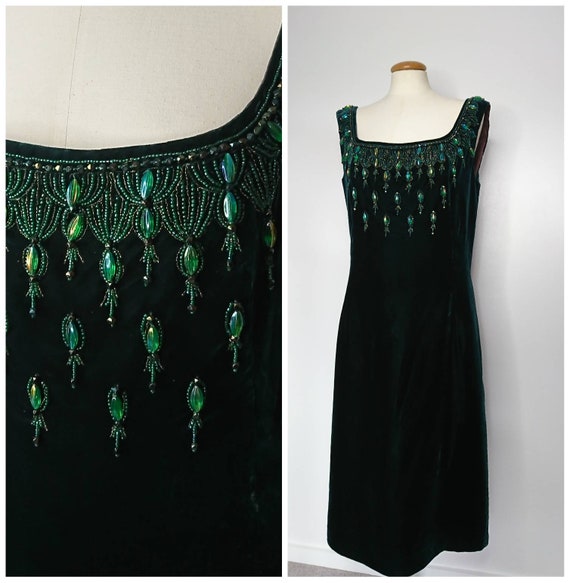 Vintage 50's /60's Green Velvet Cocktail Dress Sz
