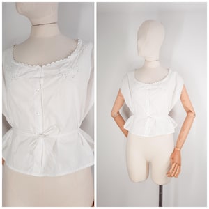 Antique 20&#39;s Cotton Camisole Blouse Corset Cover Top Sz XL 1920s Volup