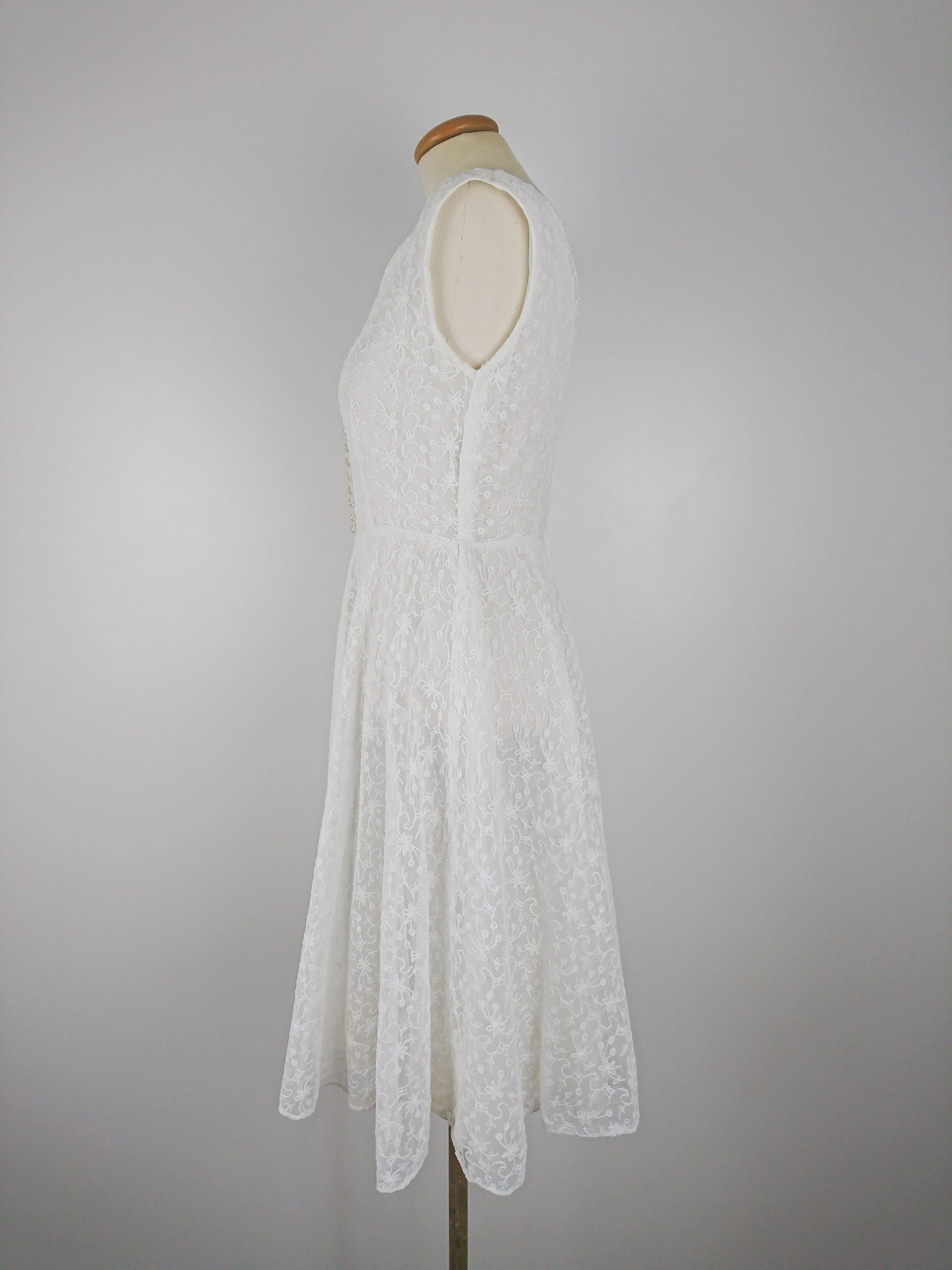 Vintage 50's Short Midi Lace Wedding Bridal Dress sz XS | Etsy