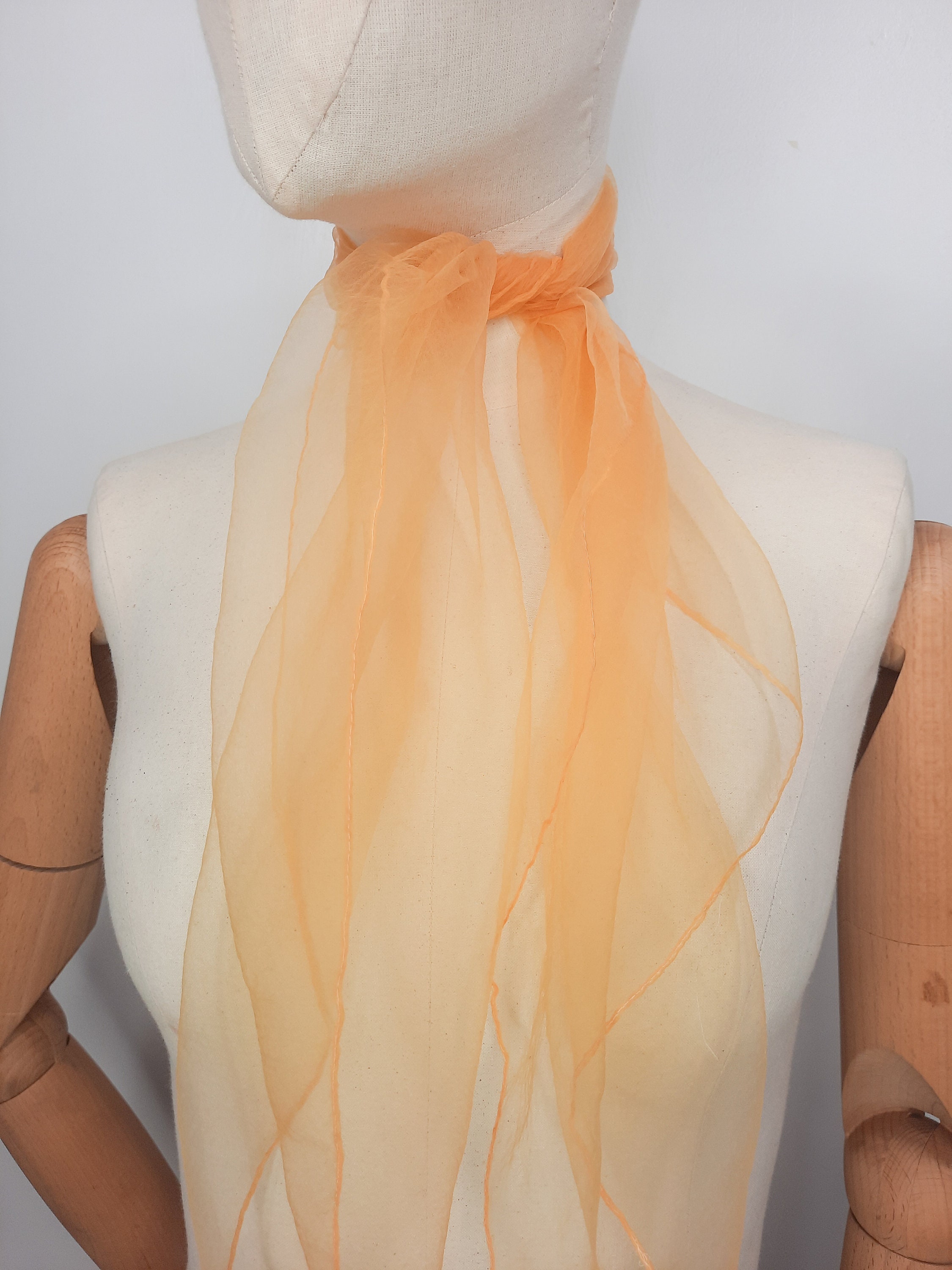 Nilon Scarf Vintage 50's Golden Yellow Nylon Chiffon Sheer Large Scarf Headscarf ...