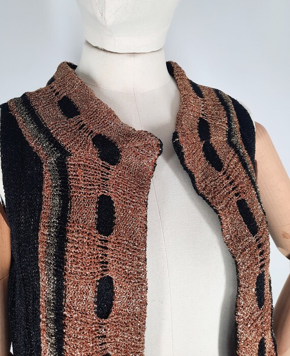 Vintage 60's Fine Knit Knitted Lurex Waistcoat Gi… - image 5