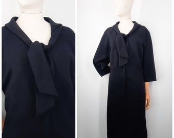 Vintage 50's / 60's 'Kitty Copeland' Black Wool Dress Sz XXL to XXXL 1950s 1960s VOLUP