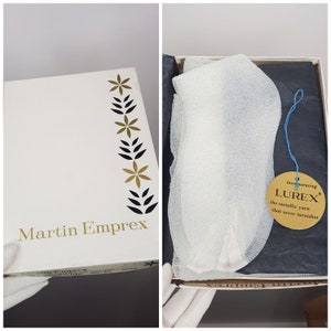 Meia-calça vintage de lurex dos anos 60: Martin Emprex madrepérola, tamanho 8 1/2-9, NOVA