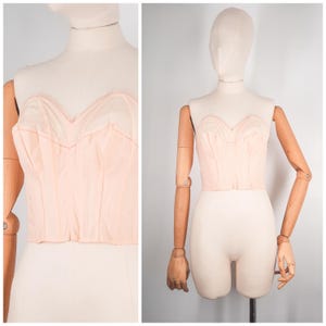 Soutien-gorge bustier long pêche sans bretelles pêche vintage des années 40 par « Triumph » SZ XS des années 1940 DEADSTOCK