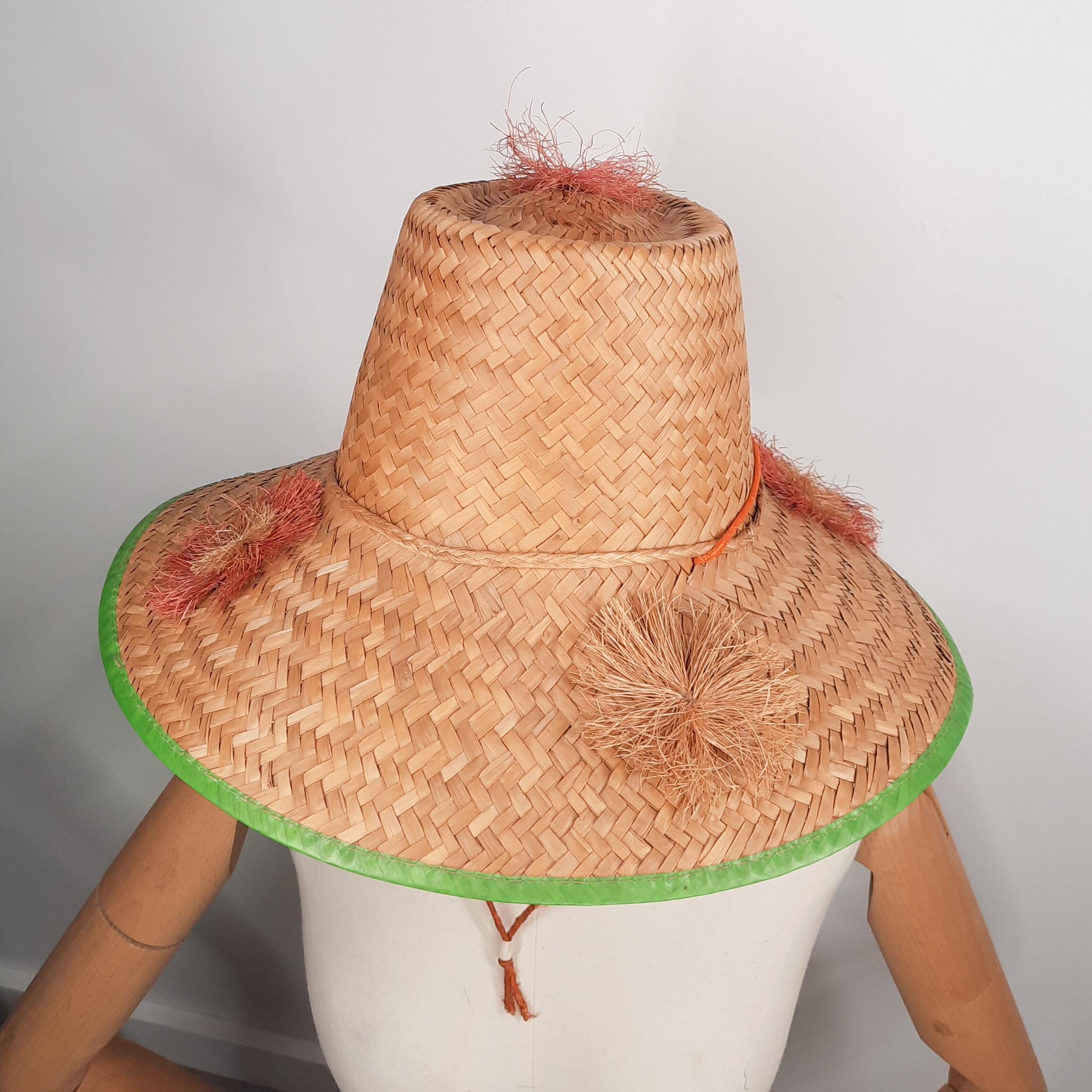 VINTAGE HAT 50s Raffia Straw Ribbon Band Seashells+strap Sun Beach Hiking Resort 1950s Ribbon Sun Hat - Etsy main image 4