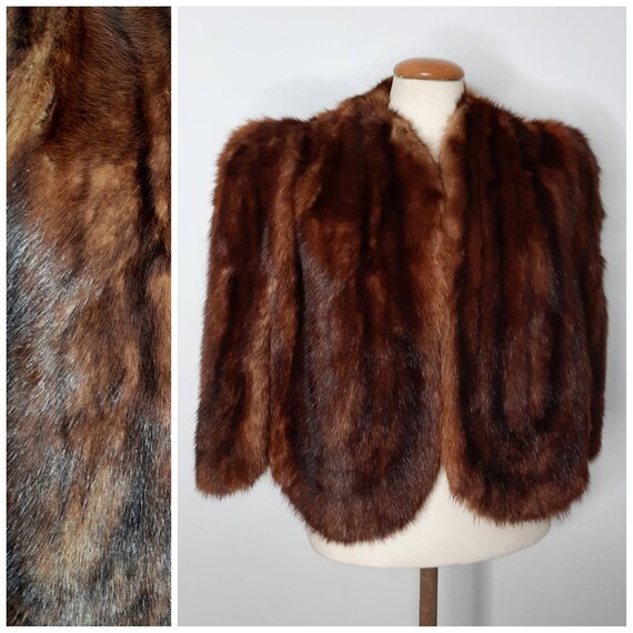 Vintage 40's Mink Fur Cape with Scalloped Edge