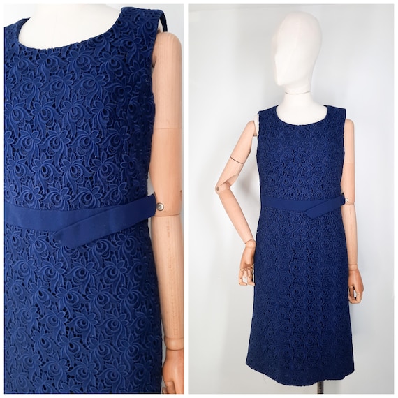   イブニングドレス NAVY LACE TOP DRESS 1960's Navy Lace Dress - Etsy