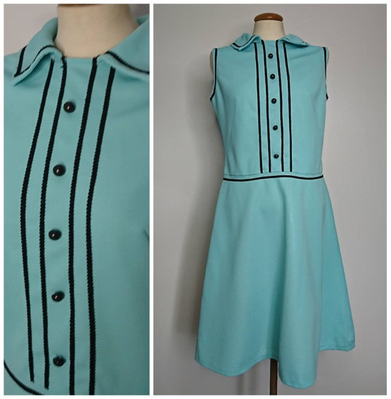 Vintage 60's Turquoise Green Mod Dress sz M