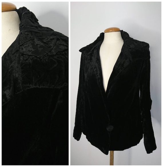 Vintage 30's Black Velvet Jacket sz XS