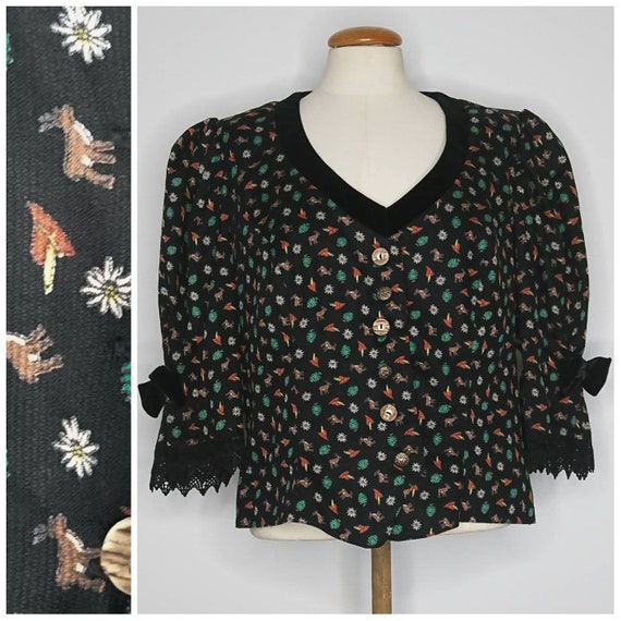 Vintage 70's Alpine Austrian Blouse XL