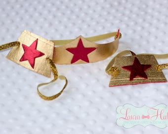 wonder woman cuffs AND Tiara Lasoo ......Hand crafted Polished brass or steel 
