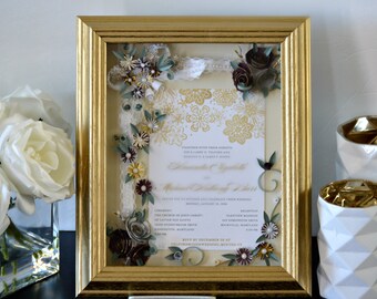 framed wedding invitation wedding shadow box wedding gift