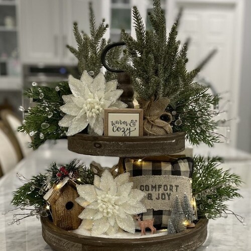14 Items WINTER Snow Tiered Tray Bundle Side 2 Wood Stand - Etsy