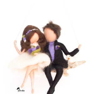 Bride and Groom Hanging Mobile - Soft Sculpture  - Gift for Newlyweds - Custom Figurine - Wedding Gift Sculpture