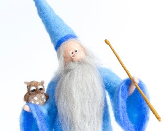 needle felted MERLIN figurine, wizard sculpture, personalized gifts, home decor, unique gift