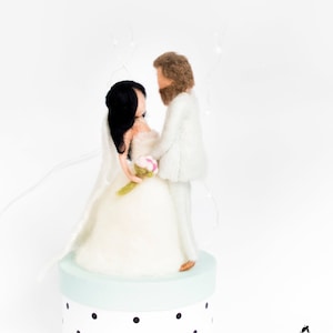 Custom wedding cake topper, Bride and groom, Felted figurines, Anniversary gifts
