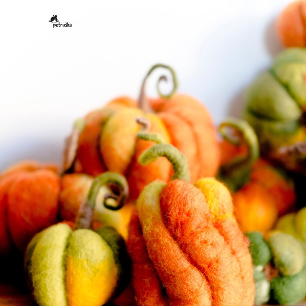 Wool Felt pumpkins, Fall decor, Autumn Decorations, DIFFERENT SETS