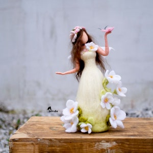 Needle felted flower fairy art doll, Spring decor, Mothers day gifts