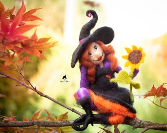 Witch Doll Halloween - Halloween Witch Decor - Halloween Figurine - Art Witches - Kitchen Witch - Ooak art dolls - Soft Sculpture Doll -