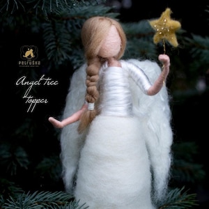 Unique Needle-Felted Angel Tree Topper – Handmade Christmas or Year-Round Decoration