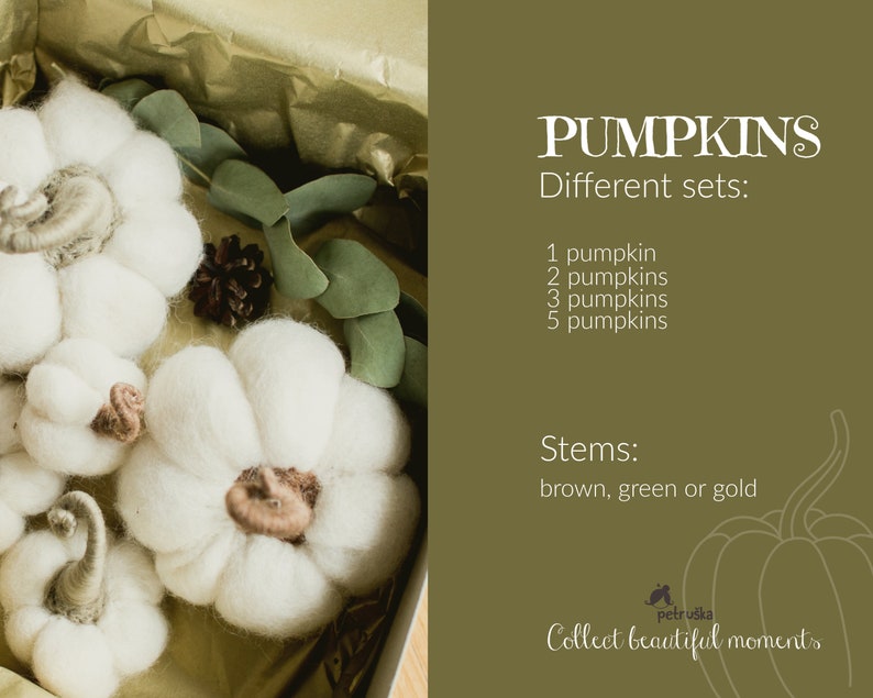 Wedding Fall decor, White pumpkins, Felt pumpkins, Wedding favors for guests, DIFFERENT SETS image 10