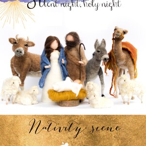 Needle Felted NATIVITY SETS, Holy family and sheep, Size 4.7, Different sets image 10
