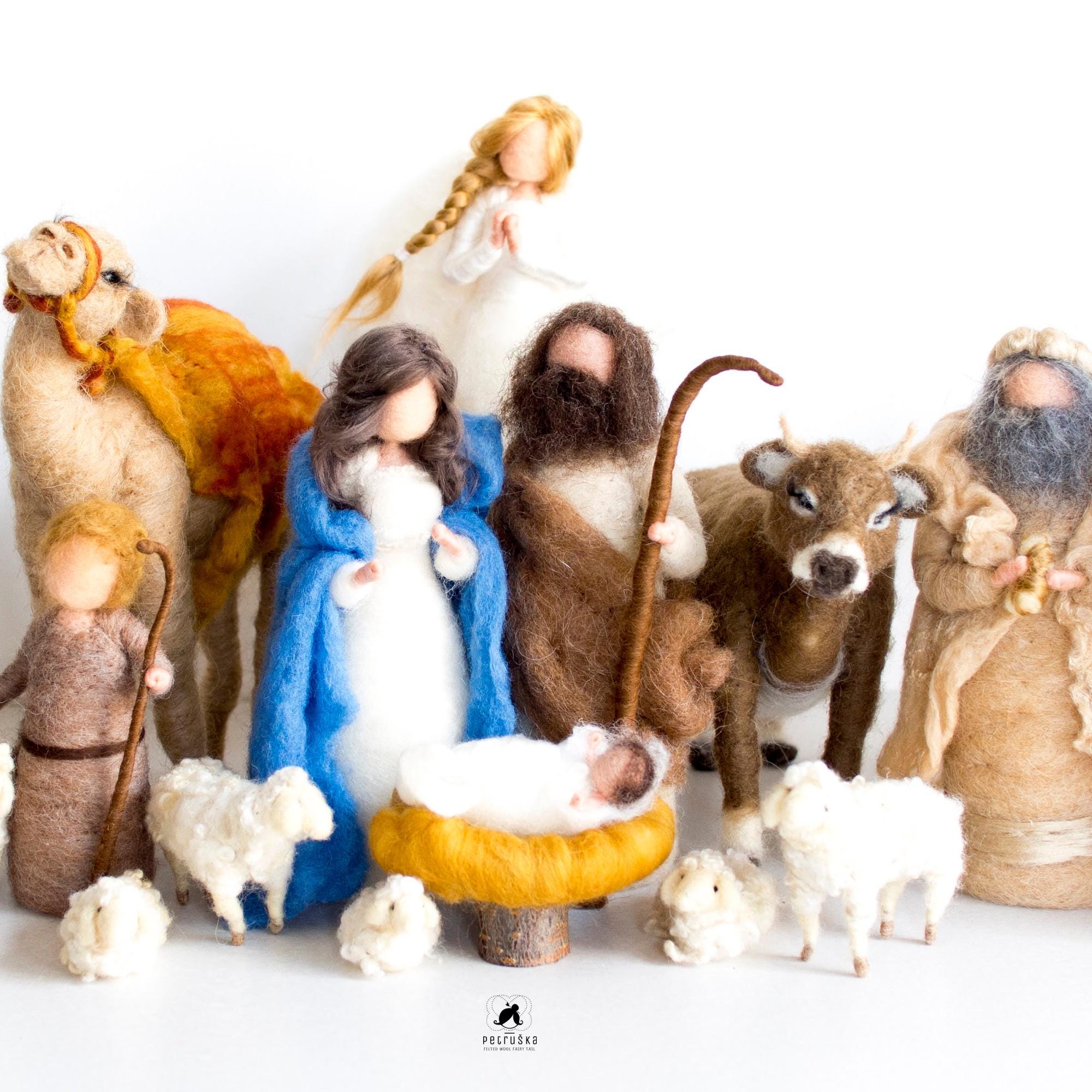 Crèche De Noël Top-spring - Lot De 5 Figurines Avec éclairage - Scène De Nativité Pour Décoration Intérieure - 12