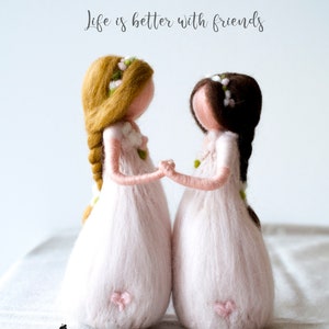 Big sis, little sis needle felted fairy figurine on the swing, Sister present, Bestie gift, Gift for sister, Personalized gift image 9