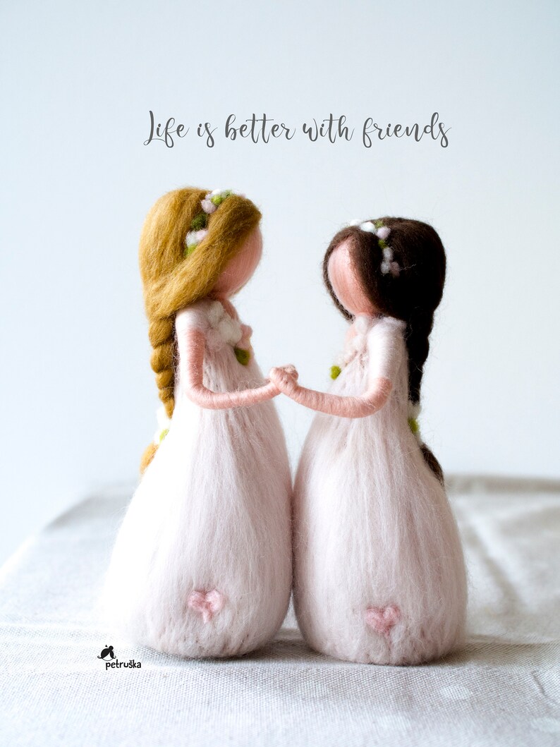 Big sis, little sis needle felted fairy figurine on the swing, Sister present, Bestie gift, Gift for sister, Personalized gift image 9