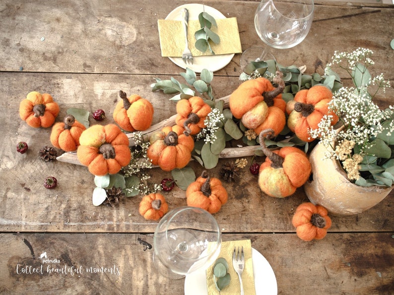 Wool Felt pumpkins, Fall decor, Autumn Decorations, DIFFERENT SETS image 9