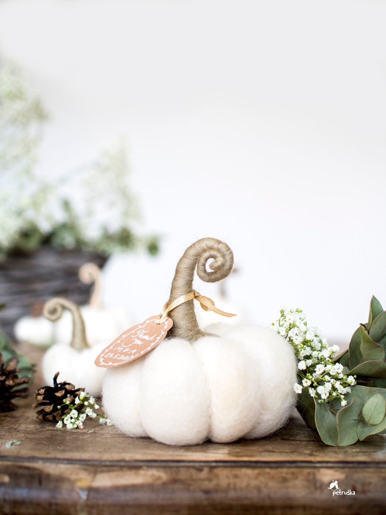 Wedding Fall decor, White pumpkins, Felt pumpkins, Wedding favors for guests, DIFFERENT SETS image 3