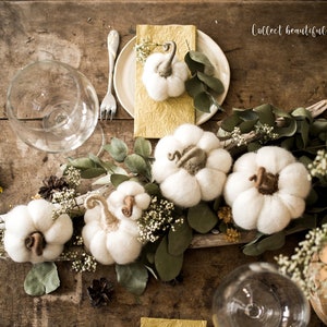 Wedding Fall decor, White pumpkins, Felt pumpkins, Wedding favors for guests, DIFFERENT SETS image 2