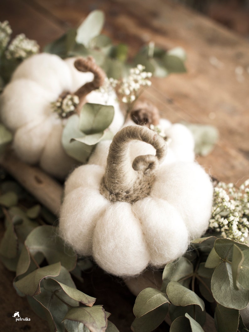 Wedding Fall decor, White pumpkins, Felt pumpkins, Wedding favors for guests, DIFFERENT SETS image 5