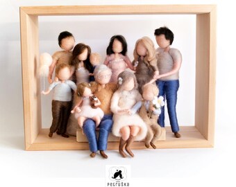 Personalized Needle-Felted Family – Custom Wool Portrait, Unique Gift for Parents or Mother’s Day