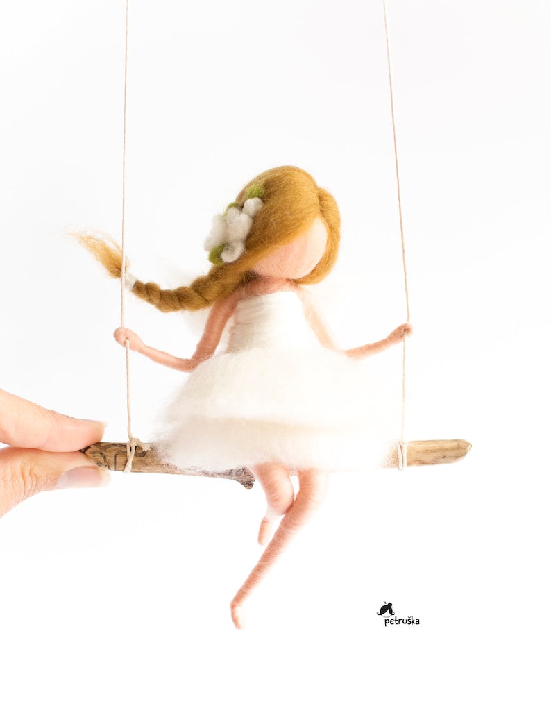 Needle Felted Fairy Figurine Hanging Mobile Flower Fairy Etsy